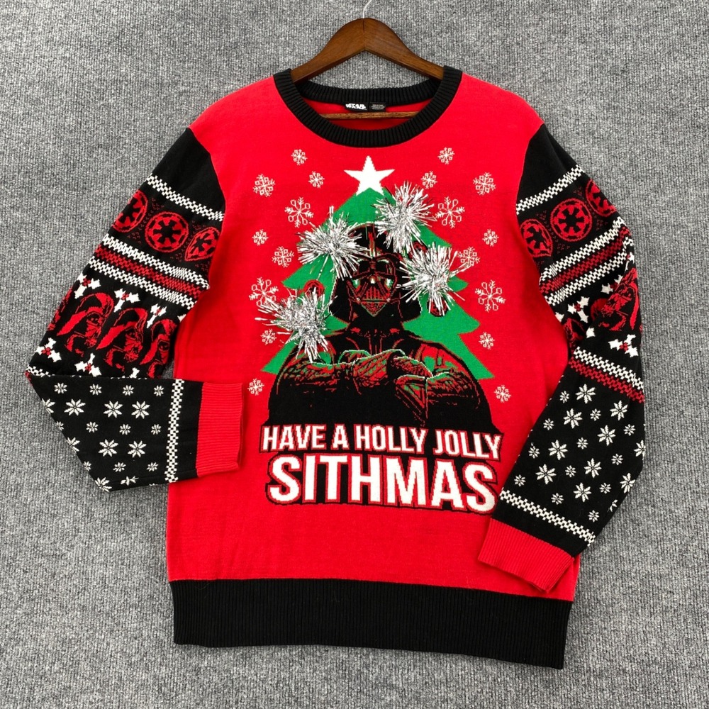 Star Wars Darth Vader Ugly Christmas Sweater Mens Large Red Holly Jolly Sithmas